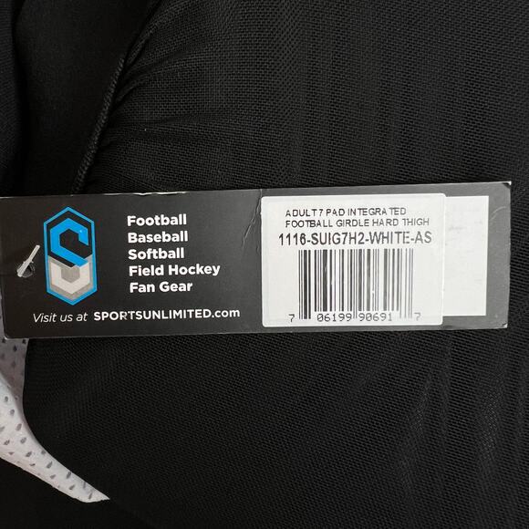 SPORTS UNLIMITED 7-Pad Football Girdle Compression Gear Black & White Mens Small - Picture 9 of 9